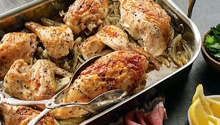 Pollo arrosto con finocchi e olive