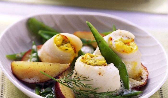 Zuppa di piselli e sogliole