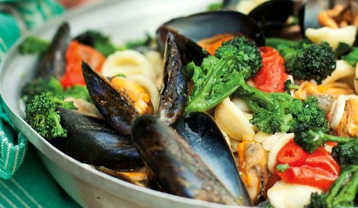 Frutti di mare con broccoletti