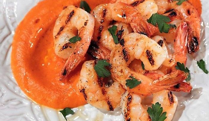 Gamberi in salsa di peperoni