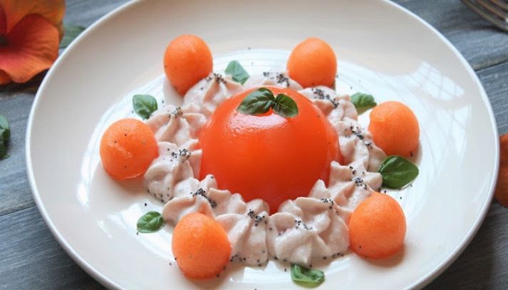 Aspic di legumi con salsa tomato