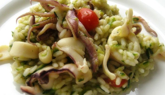 Risotto con zucchine e calamari