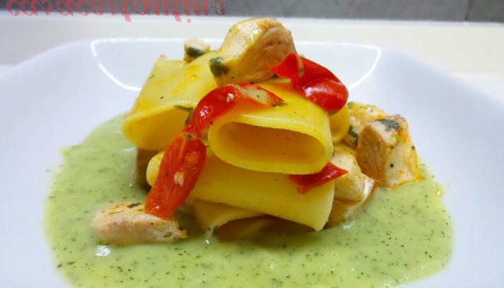 Paccheri ricciola e crema di zucchine