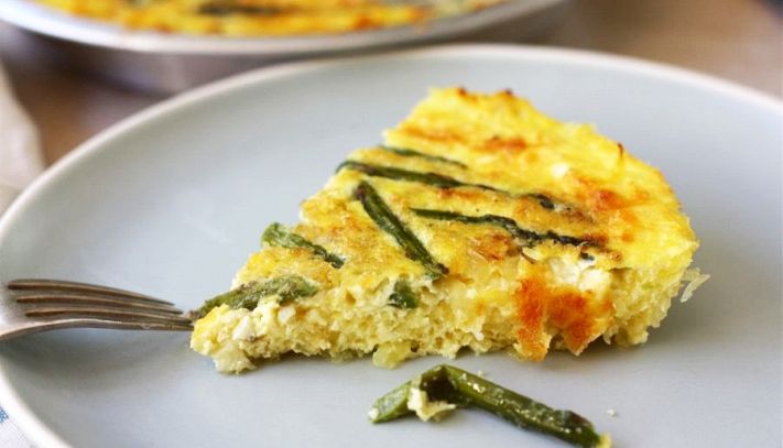 Quiche di asparagi in crosta di spaghetti di zucca