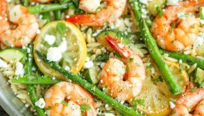 Insalata di gamberi zucchini ed asparagi