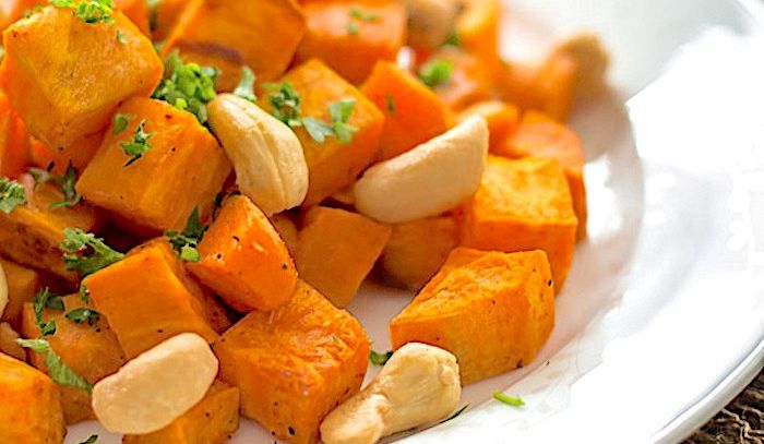 Patate dolci al forno con anacardi