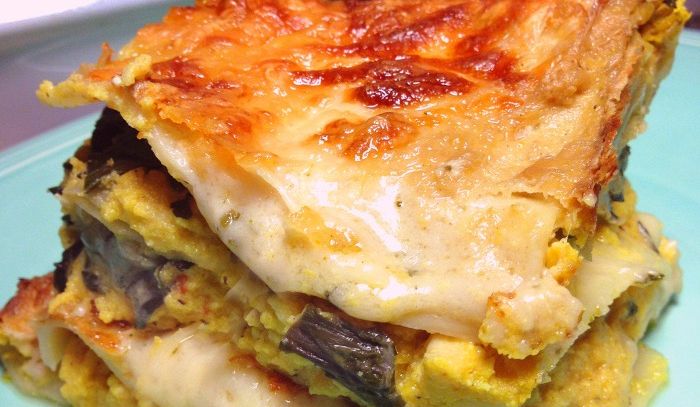 Lasagne con zucca e funghi