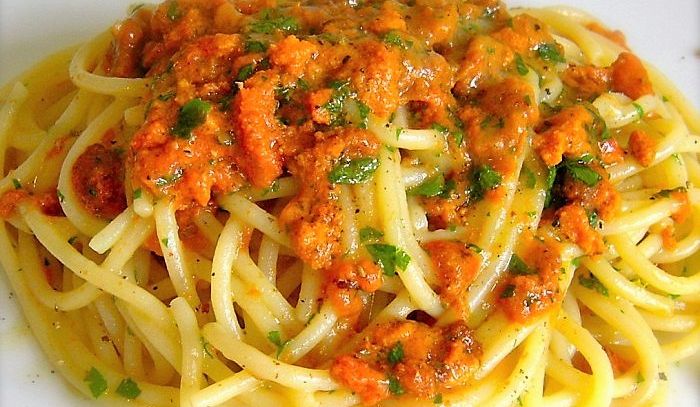 Pasta con polpa di ricci