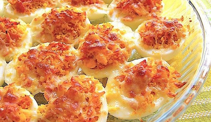Uova ripiene gratinate