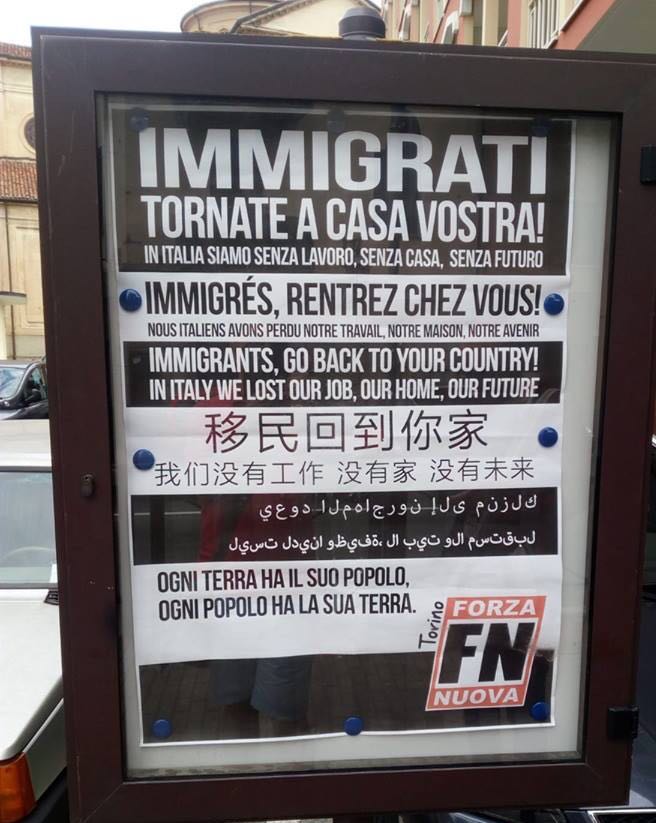 Migranti,bufera su manifesto Forza Nuova