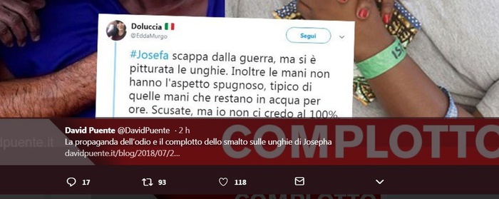 Naufraga, ma con lo smalto La fake news virale su Josepha