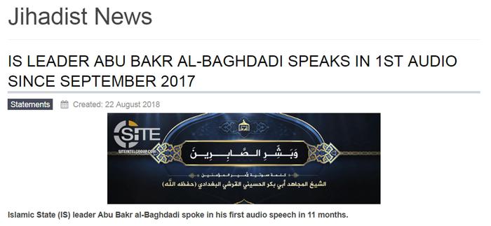 Isis, Al Baghdadi torna alla ribalta con un audio
