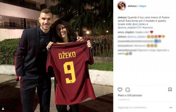 Ritrovata la borsa di lady Dzeko, merito di un cagnolino Ritrovata la borsa di lady Dzeko, merito di un cagnolino