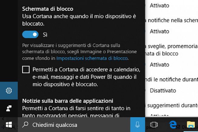 Cortana e schermata di blocco