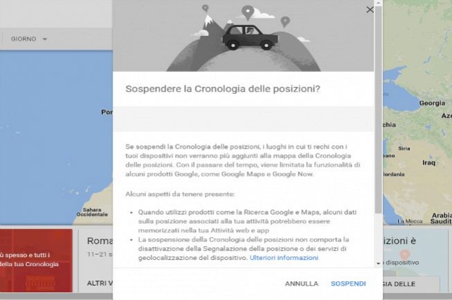 Disattivare la cronologia delle posizioni su Google Maps