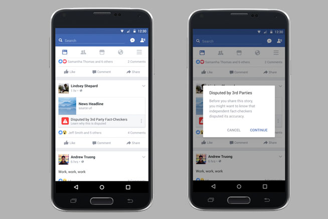 Notizie false su Facebook evidenziate