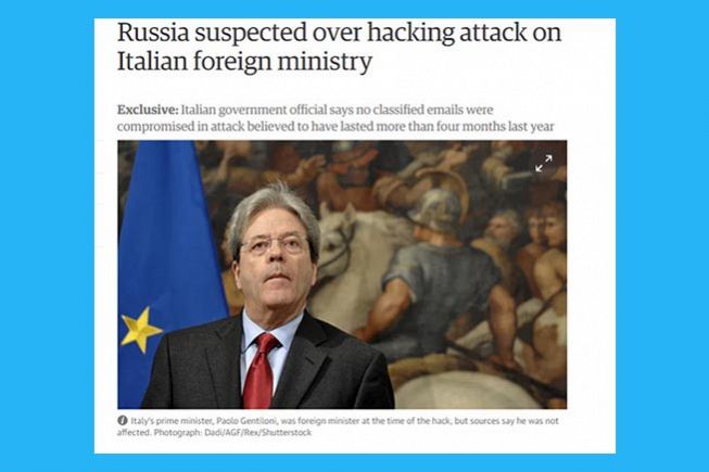 Notizia dell'attacco hacker sul quotidiano The Guardian