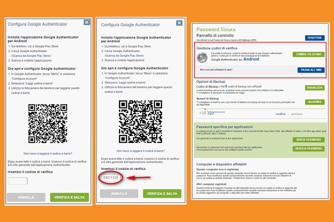 Come attivare Google Authenticator con Password Sicura Libero Mail
