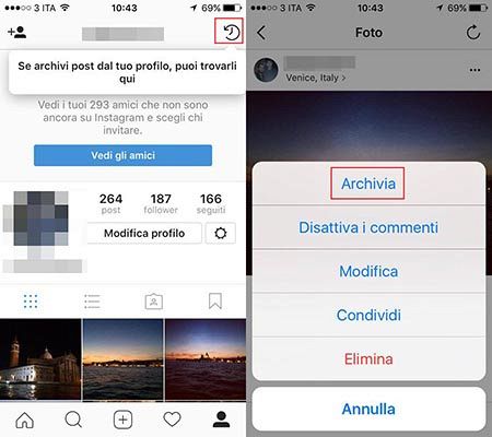 Archiviare foto su Instagram