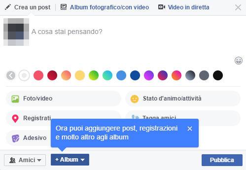 Creazione album Facebook