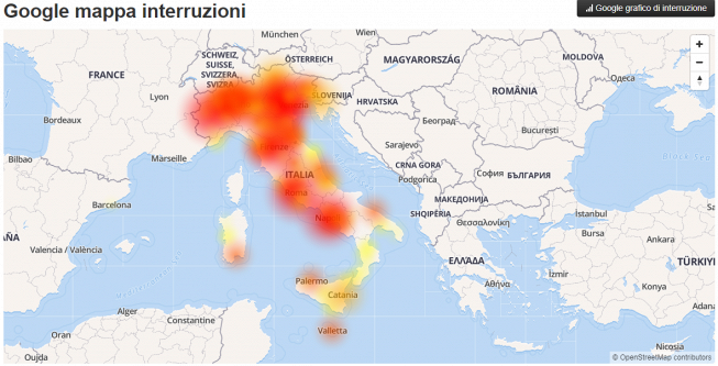 Google non funziona in Italia, la mappa
